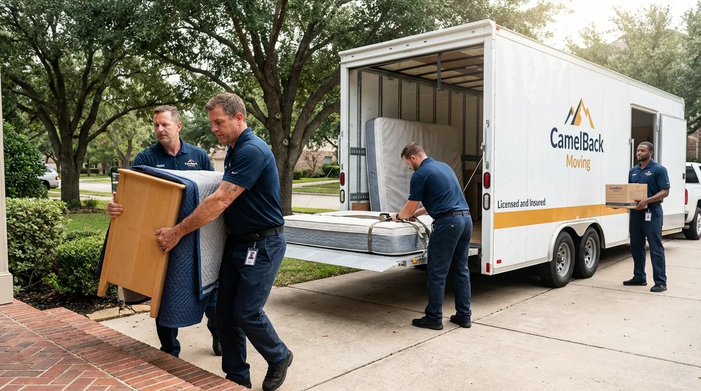 Crew loading residential truck for cross-state move from Hollis, NH