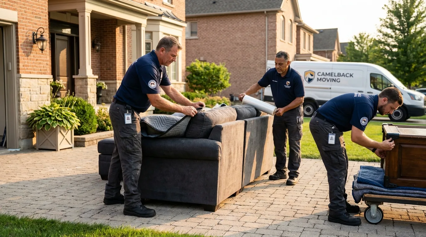Large estate moving crew wrapping furniture in Hollis, NH